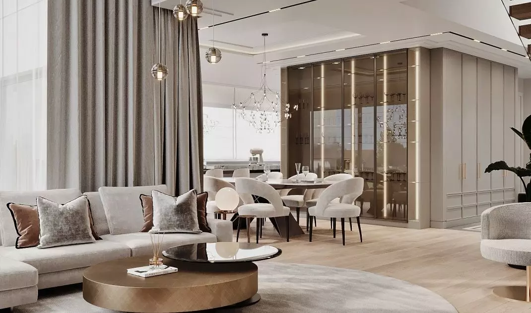 Living area in the style of contemporary classics