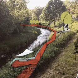 Zaprojektowana przestrzeń parku liniowego