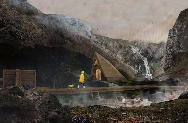 Icelandic refuge. Design of tourist facilities on the trail to the hot springs