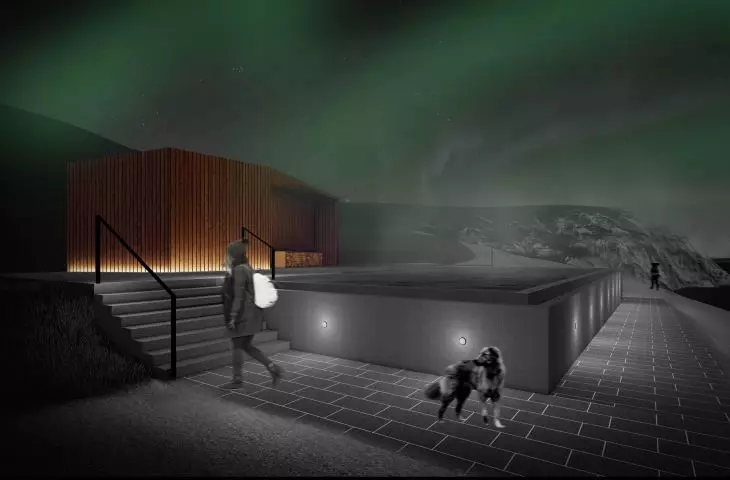Relaxation in hot springs. A swimming pool and tourist shelter project in Iceland