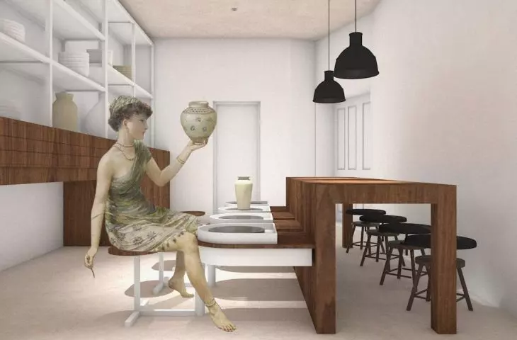 A store and a studio in one. Design of a ceramics studio in Warsaw