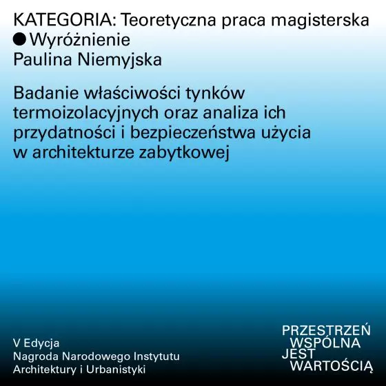 Wyróżnienie (ex aequo), kategoria teoretyczna dla Pauliny Niemyjskiej