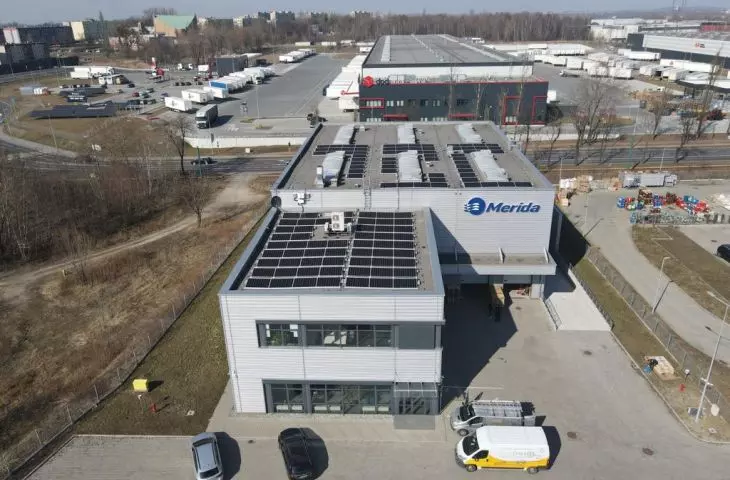 Jedna z największych elektrowni słonecznych w okolicach Wrocławia na dachu magazynu centralnego firmy Merida!