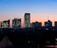 Silver Andersia (center) in the city skyline, visualization