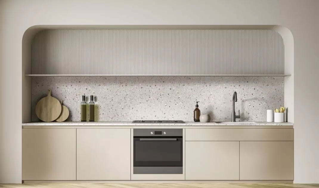 Countertop and wall above the countertop