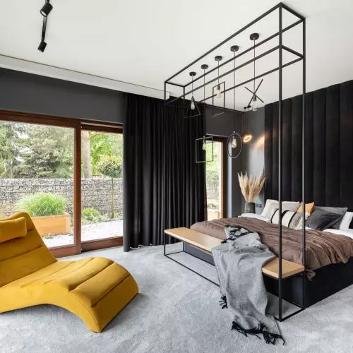 Industrial bedroom in an elegant edition