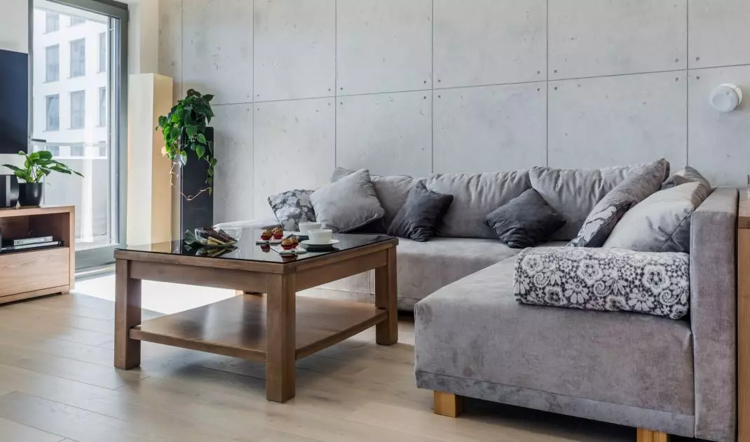 Interior with concrete theme