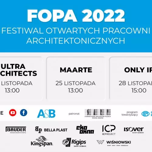 Już za chwilę rusza jesienna edycja Festiwalu Otwartych Pracowni Architektonicznych!