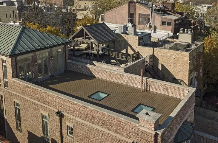 Flat roof windows in a metropolitan setting
