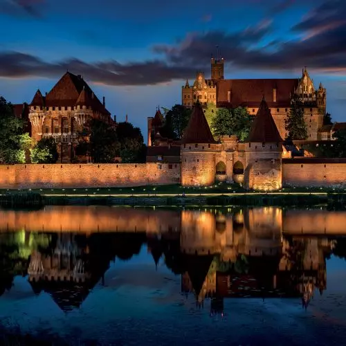 Illumination of the walls of Malbork Castle