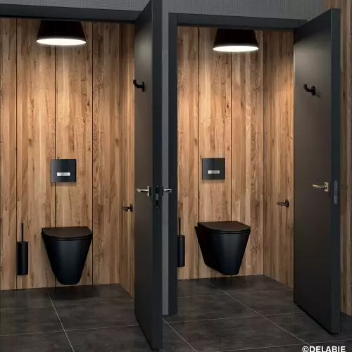 Black fixtures and fittings in public facilities from DELABIE