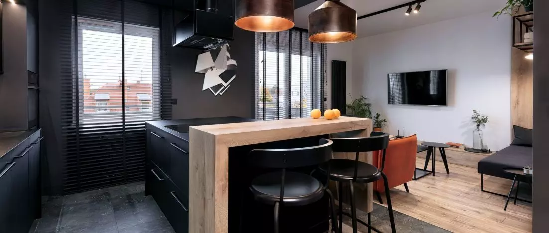 Loft apartment with a touch of brick color