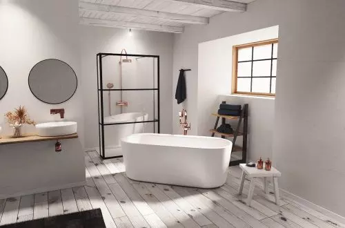 Ceramiczne umywalki nablatowe Livit Marmic i wanna Modesty - nowe trendy w łazience