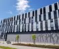 Photovoltaic facade. White BIPV modules. Norwegian Petroleum Directorate, Stavanger, Norway