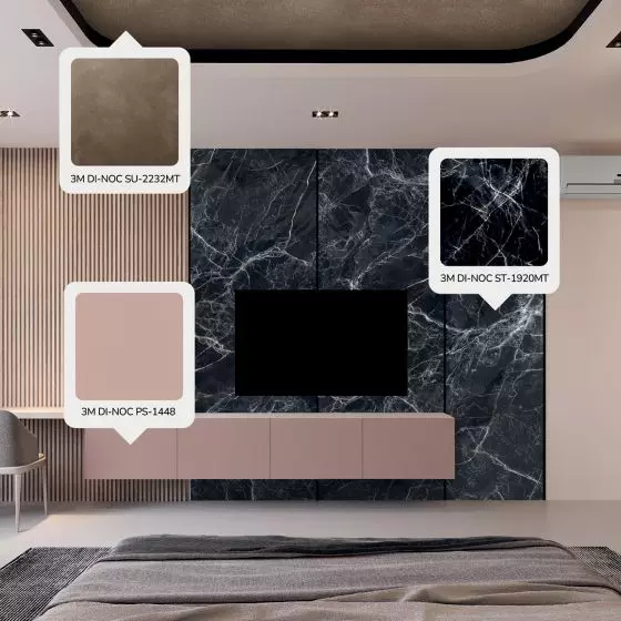Zdjęcie pokoju hotelowego po rewitalizacji folią architektoniczną 3M Di-Noc