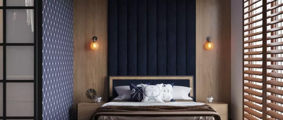 Sypialnia i gabinet w odcieniach czerni i ciepłego drewna