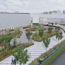 Nowy zielony pasaż na poznańskich Targach - przyjazny skrót w dzielnicy łazarz, wizualizacja