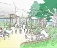 An impression sketch of the neighborhood square on Unicorn Street in Osowa, Gdansk.