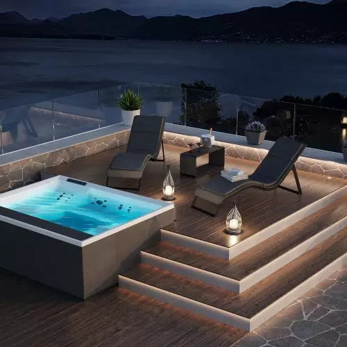 Colors in the bathroom and a wide range of outdoor spas