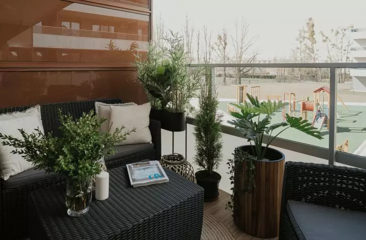Outdoor living room - functional balcony of a small apartment