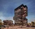 Biurowiec przy rondzie Rataje i ul. Komedy w Poznaniu, wizualizacja, widok z ronda od zachodu, proj. EASST Architects