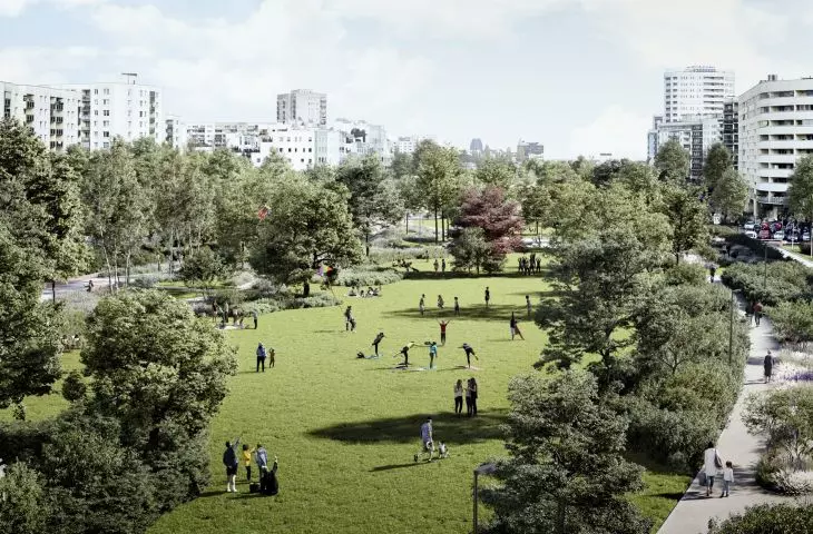 Cars underground, park on top. Ursynów is going green