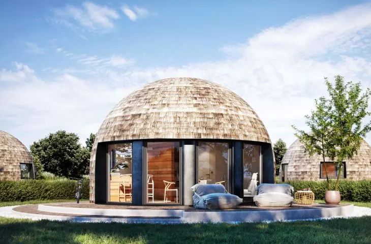Eco-friendly domes for living. Modular houses made of hemp concrete