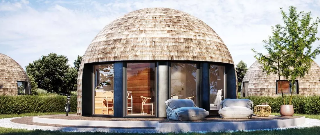 Eco-friendly domes for living. Modular houses made of hemp concrete