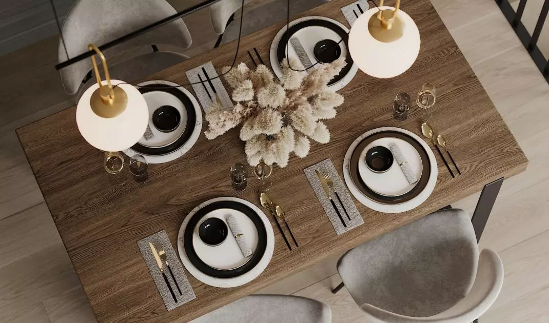Dining room with wooden table