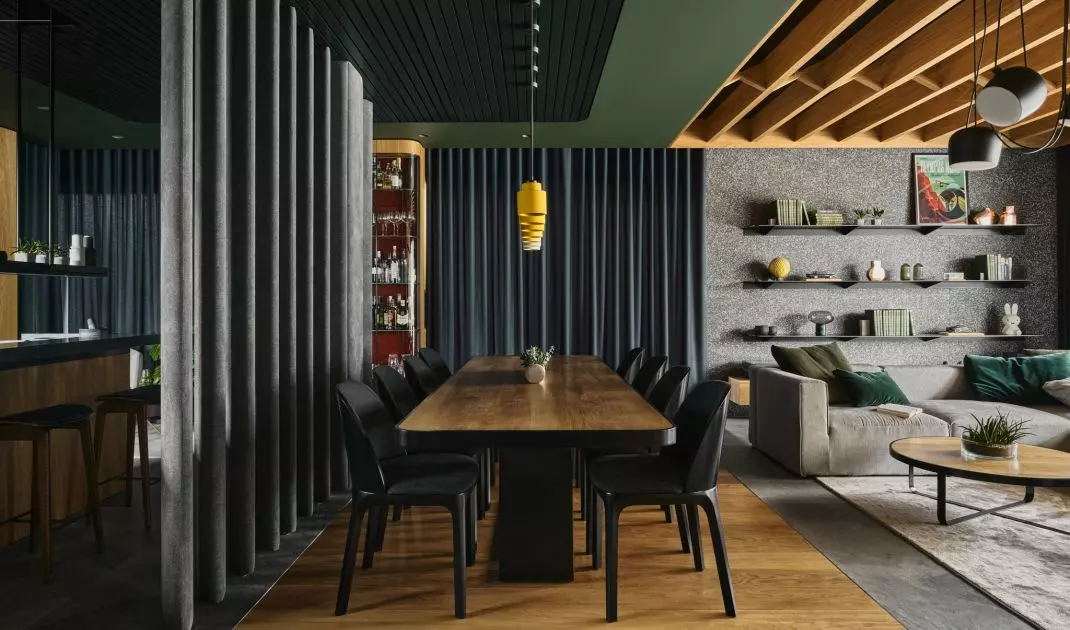 Dining room with a felt divider