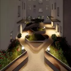 Kamienica przy ul. Garbary 41 w Poznaniu, projekt podwórza, proj. PB Architekci