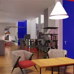 „Przestrzeń dedykowana” to lokal mieszczący kawiarnię i przestrzeń wystawienniczą