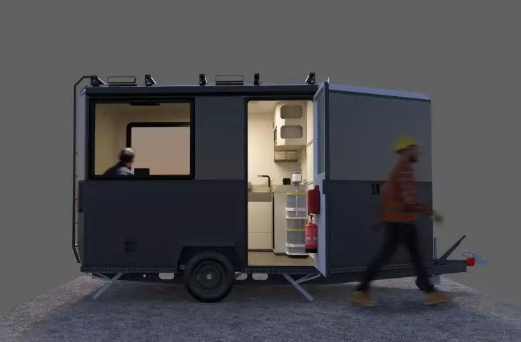 A social trailer for the construction sector. Design by Mateusz Zurek, a graduate of the Academy of Fine Arts in Gdansk.