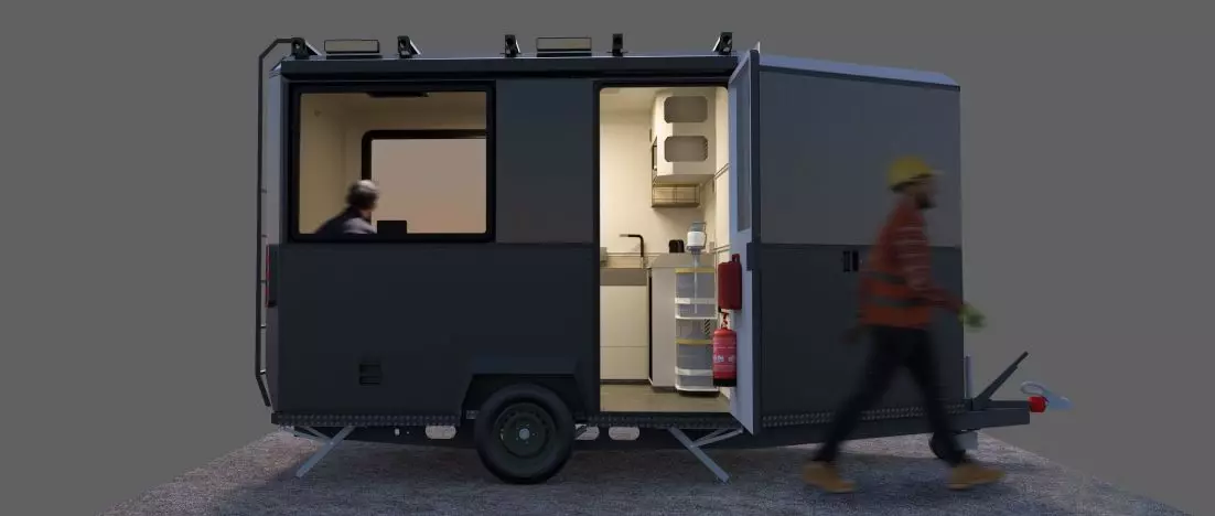 A social trailer for the construction sector. Design by Mateusz Zurek, a graduate of the Academy of Fine Arts in Gdansk.