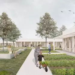 W atrium znajdują się ogródki warzywne