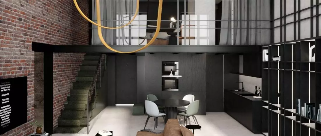 Julia Rawerska – „Projekt mieszkania dla rodziny z dwójką dzieci – nowoczesny loft w dziewiętnastowiecznej przędzalni lnu”