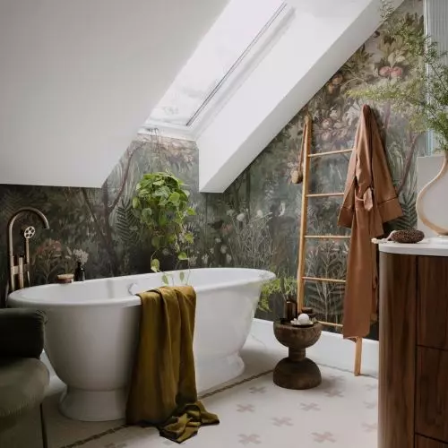 Green-filled bathrooms and cozy bedrooms