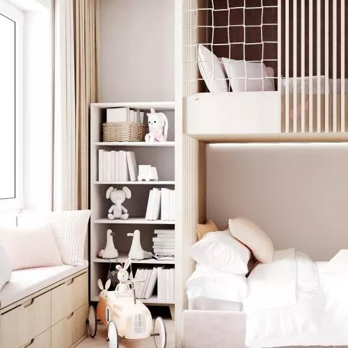 A girl's room full of storage space
