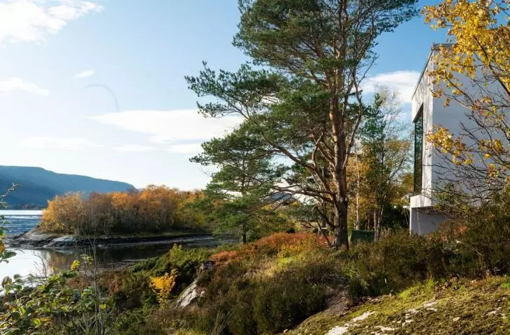 A house overlooking the fjords. It was designed by Polish architects