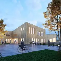 Zwycięski projekt w konkursie na koncepcję urbanistyczną, kampus edukacyjny i przedszkole przy Urzędzie Gminy Michałowice w Regułach