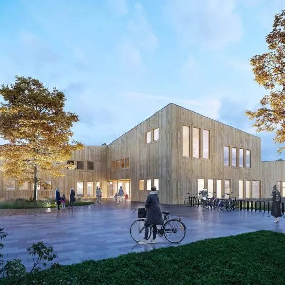 Zwycięski projekt w konkursie na koncepcję urbanistyczną, kampus edukacyjny i przedszkole przy Urzędzie Gminy Michałowice w Regułach