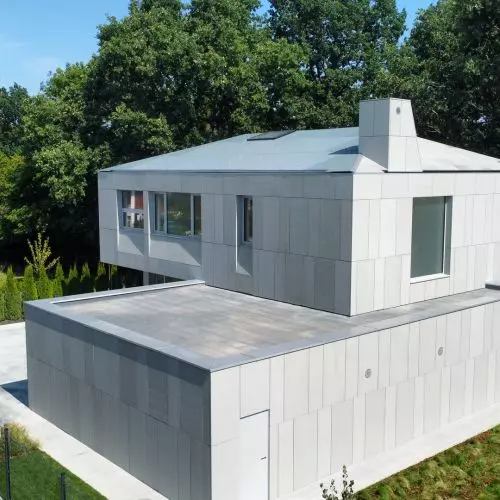 Energy from SunRoof's gray roofs will power the Monolith development near Gdansk, Poland