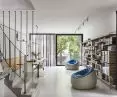 Stylish interiors in Saska Kepa - living room overlooking the garden
