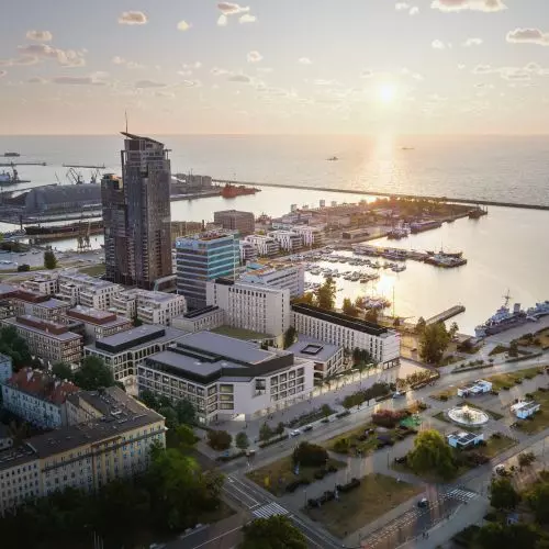 Sea Towers with new neighborhood. Cinema and hotels in the final phase of Gdynia Waterfront