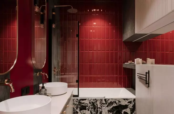 Łazienka w kolorze ognistej czerwieni
