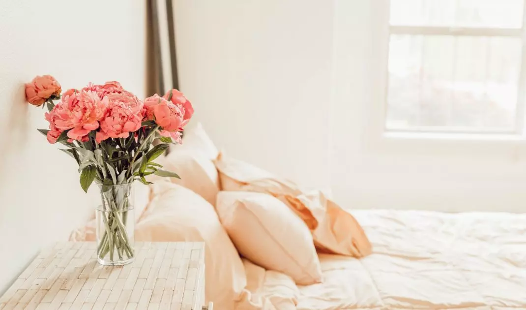 Put fresh flowers in a romantic bedroom