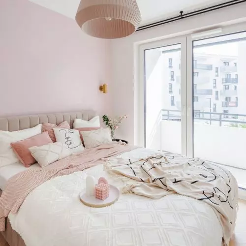 Bedroom in pastel pink