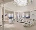 The center of the exhibition is an amphitheater with a skylight filled with stained glass