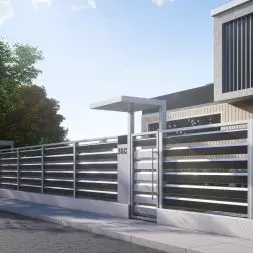 Ogrodzenie horizontal PV – aluminiowe lamele zintegrowane z panelami fotowoltaicznymi