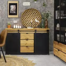 Meble Strong, nogi metalowe Kwadro Loft, blat dębowy Naturwood, dekoracje – rustykalneuchwyty.pl